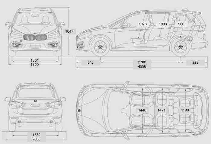 BMW Gran Tourer 2 Series Dimensions