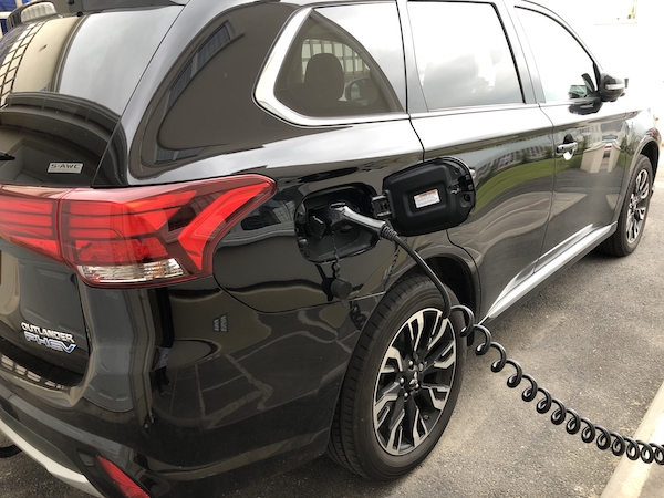 Charging Electric Car - Mitsubishi Outlander PHEV