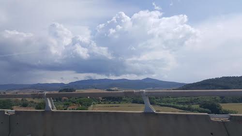 Images of italian roads whilst driving through italy