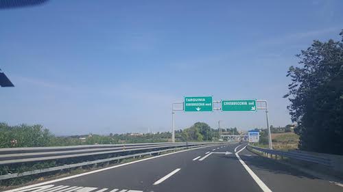 Images of italian roads whilst driving through italy